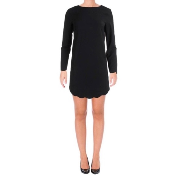 Aqua Dresses & Skirts - Aqua Black Long Sleeve Scalloped Dress